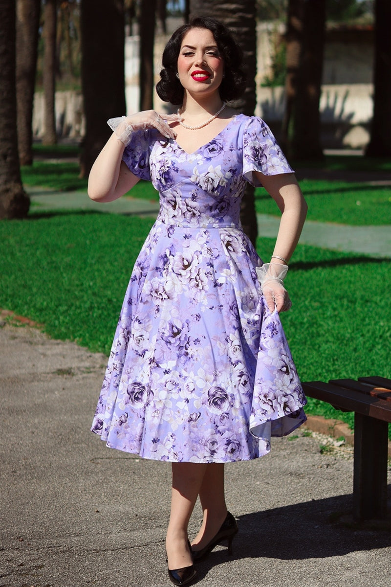 Floral swing dress with sleeves best sale