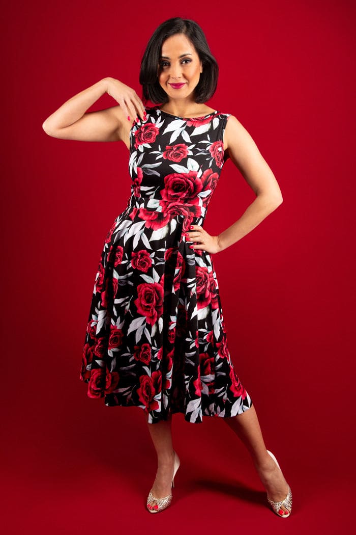 Hepburn Dress - Red Rose