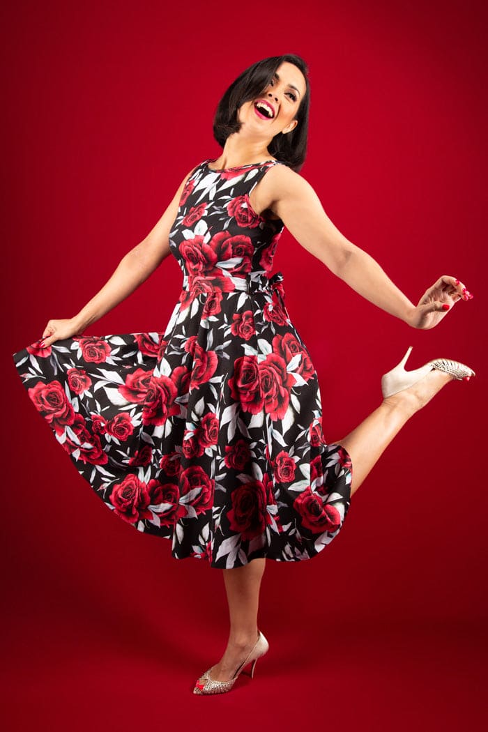 Hepburn Dress - Red Rose