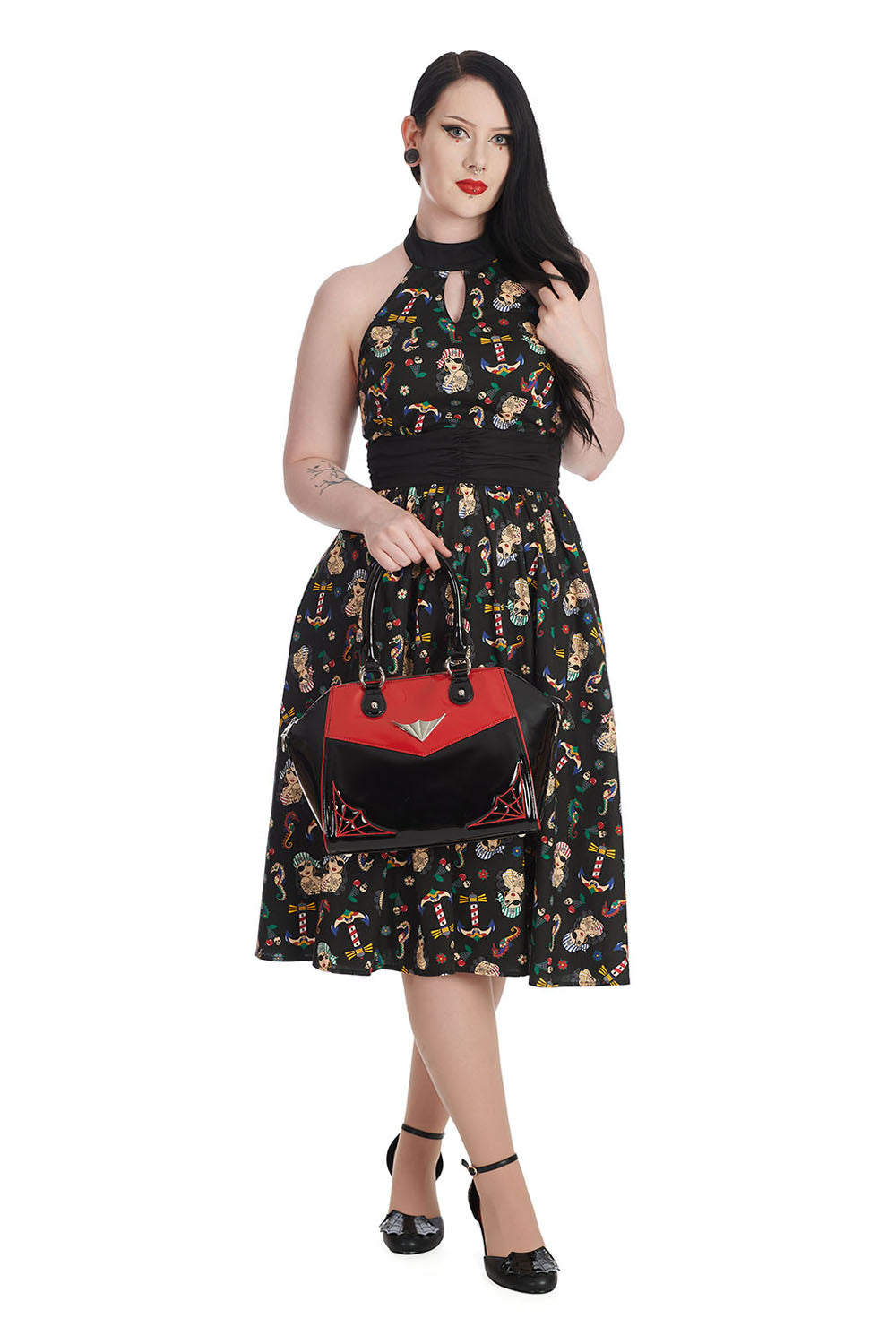 Anchor Pin Up Print Dress