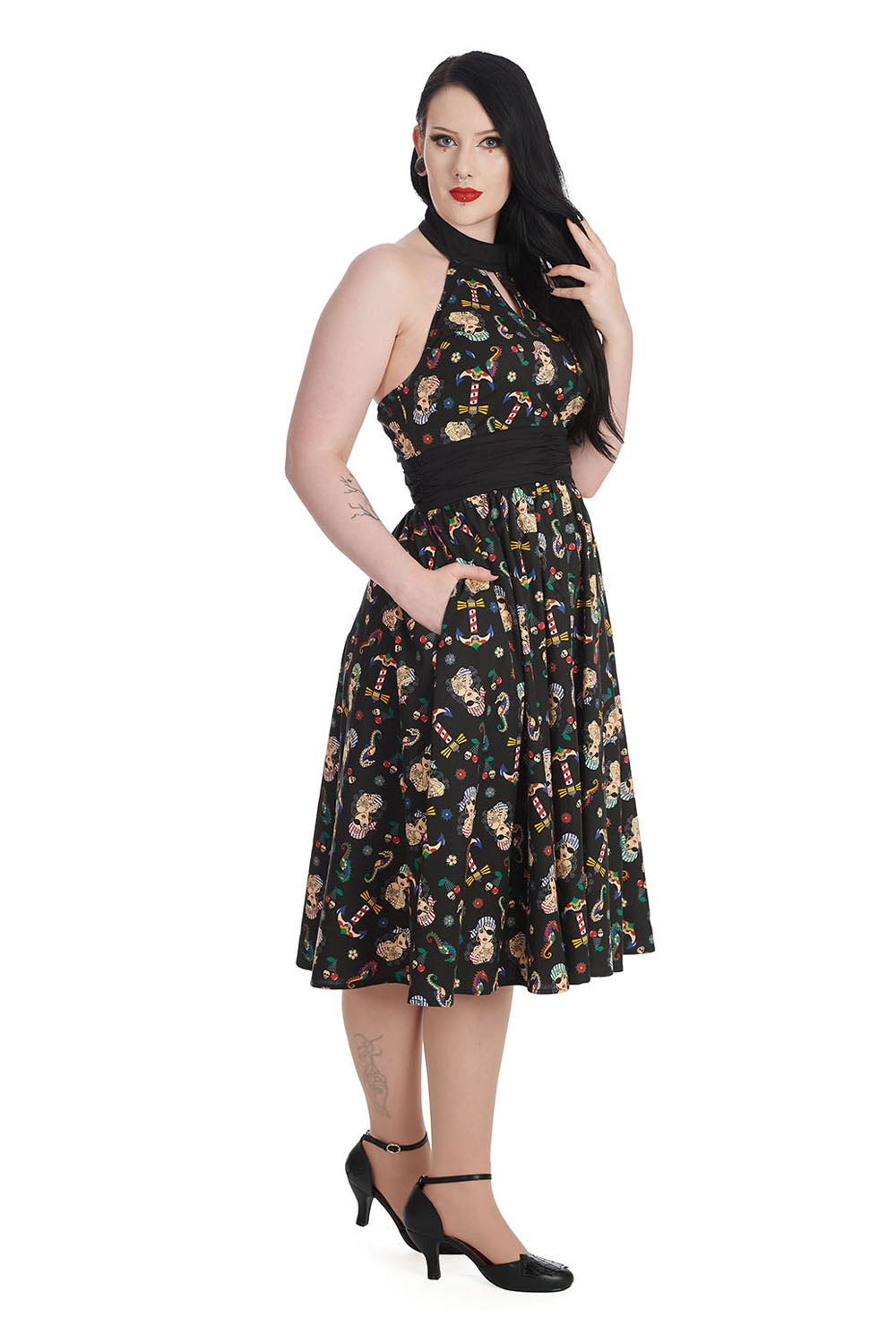 Anchor Pin Up Print Dress