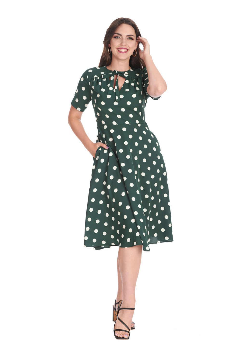 Spot Set Sail Swing Dress: Green