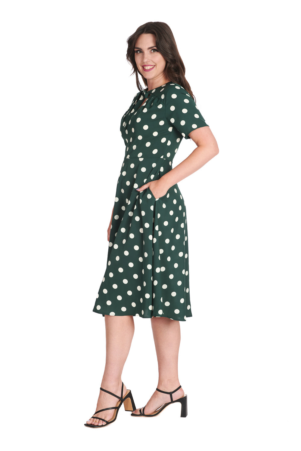 Spot Set Sail Swing Dress: Green