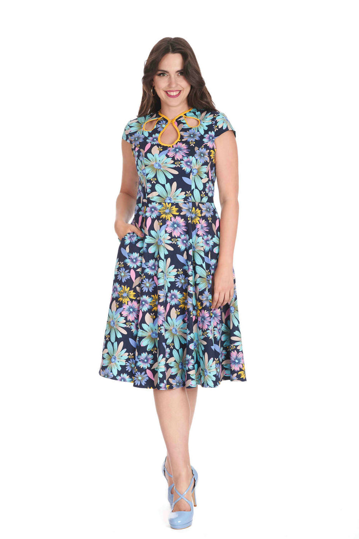 Summer Bee Swing Dress: Navy