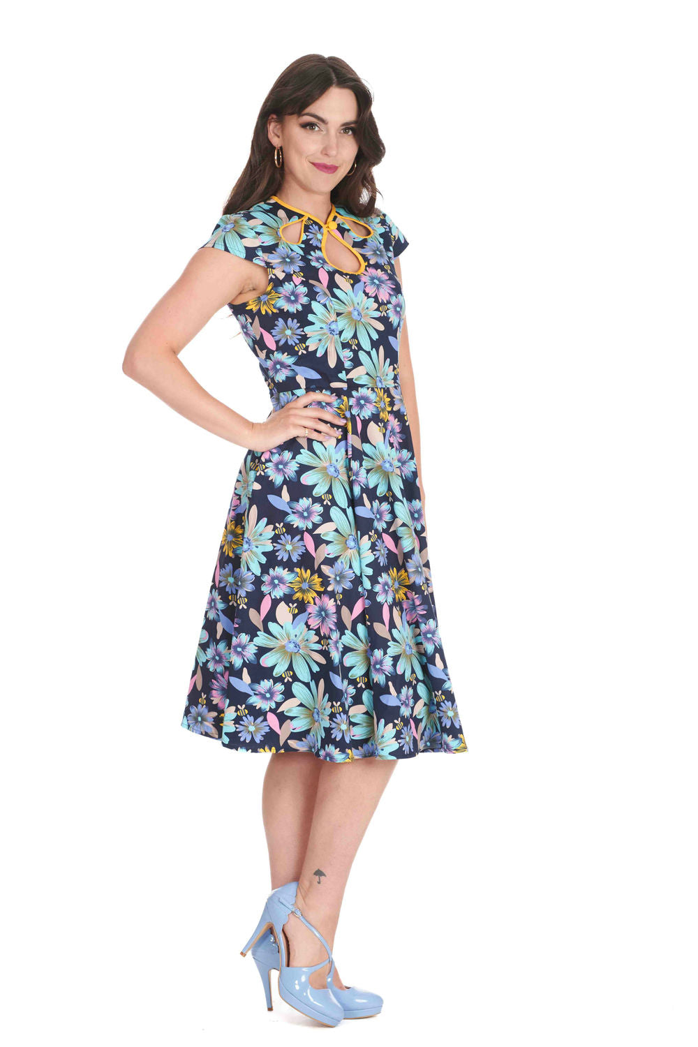 Summer Bee Swing Dress: Navy