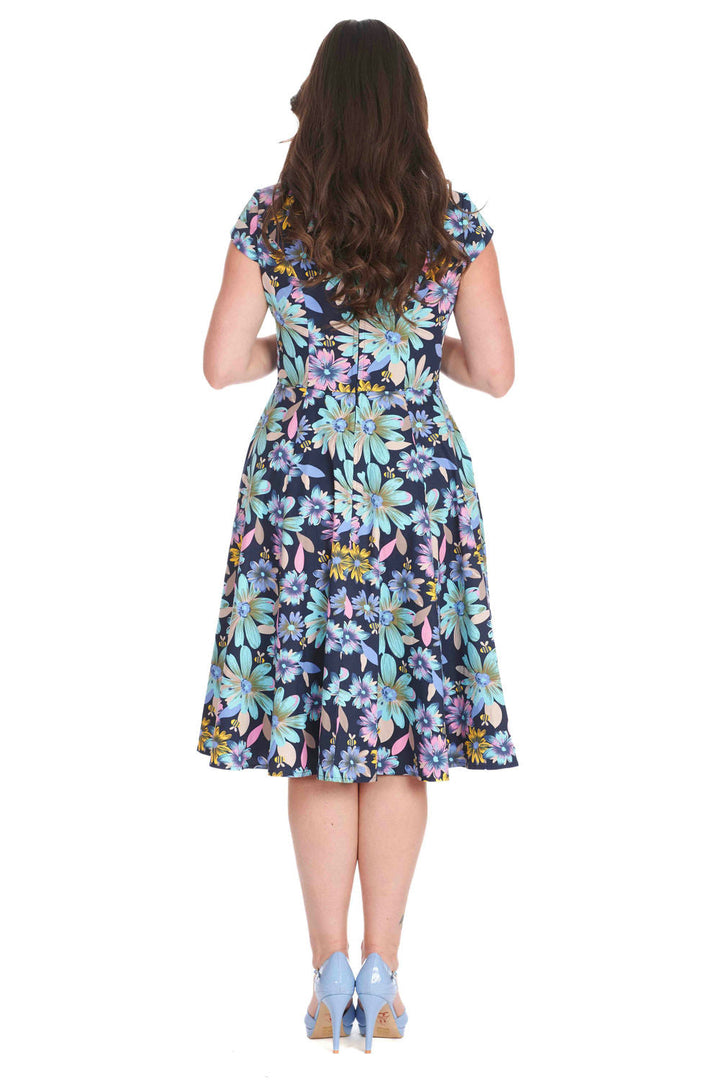 Summer Bee Swing Dress: Navy