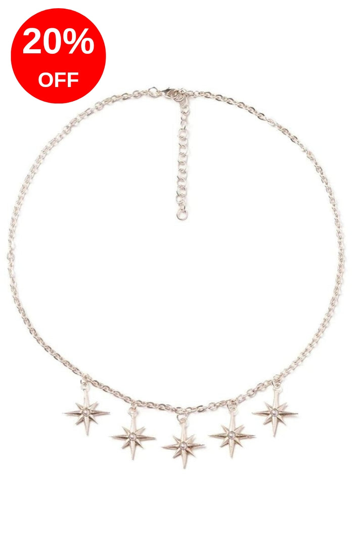 Pearls Starburst Necklace Silver