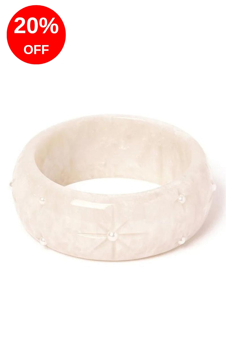 Wide Frosted Pearls Bangle