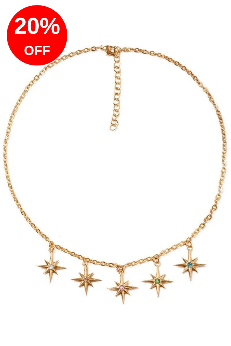 Gems Starburst Necklace: Gold