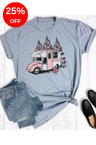 Western Christmas Camper Graphic Tee