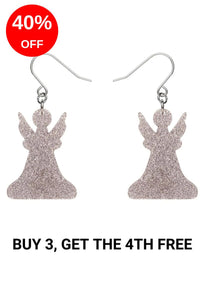 Angel Glitter Drop Earrings - Silver