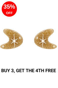 Atomic Boomerang Glitter Stud Earrings - Gold