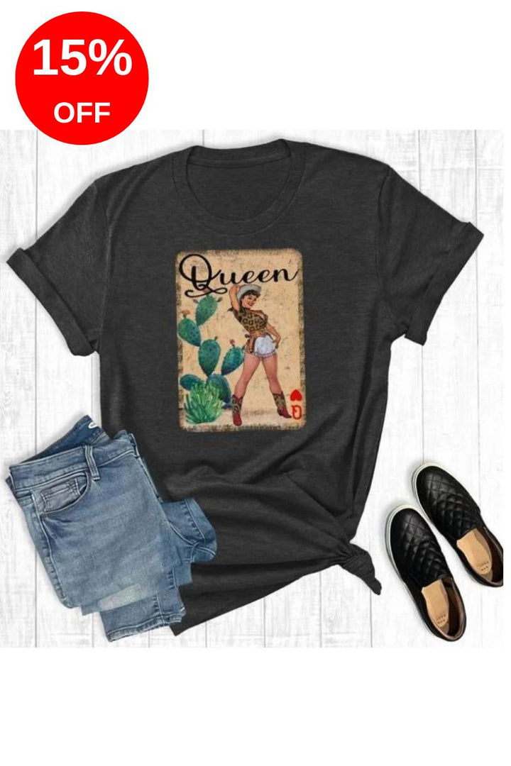 Western Cowgirl Queen of Hearts Graphic Tee