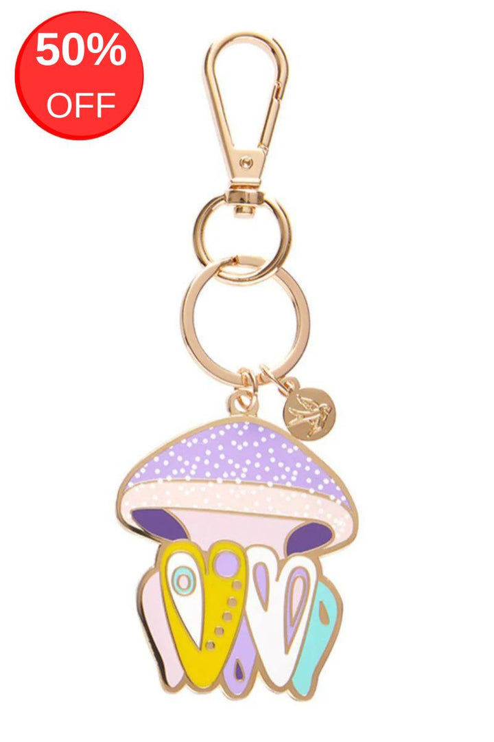 The Whimsical White Spotted Jellyfish Enamel Key Ring