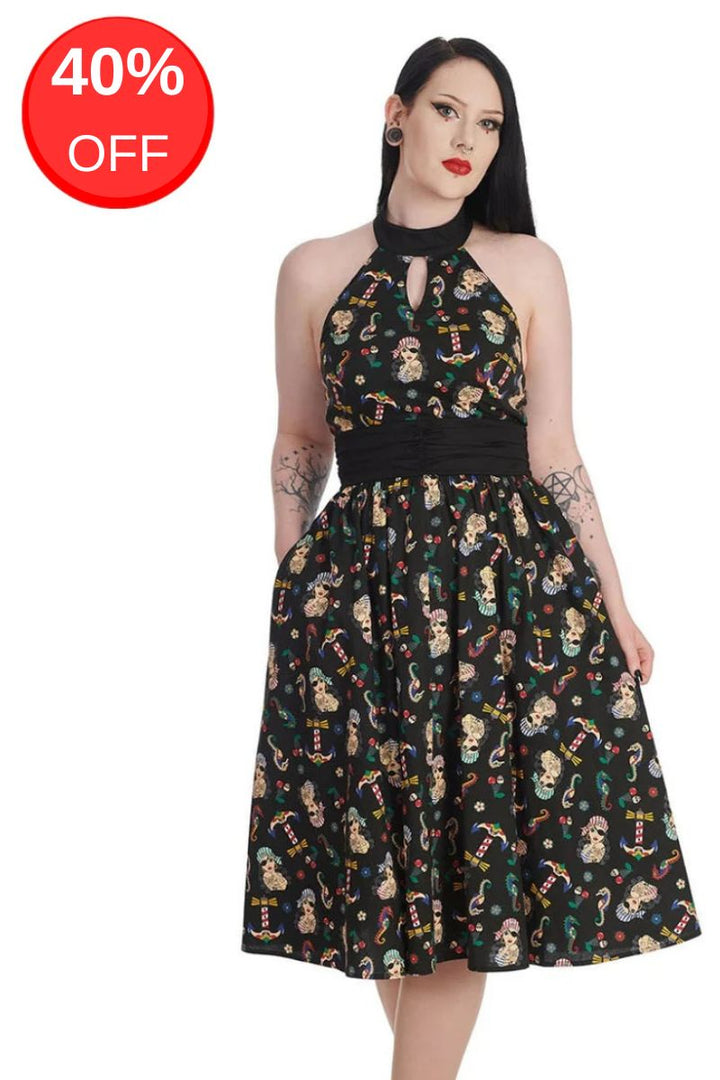 Anchor Pin Up Print Dress