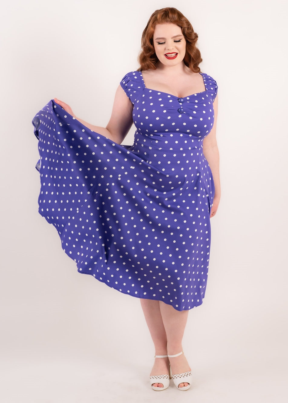 Dolores Pretty Polka Doll Dress: Purple