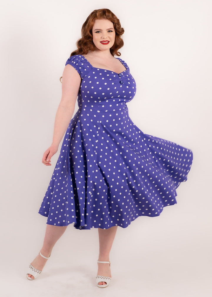 Dolores Pretty Polka Doll Dress: Purple