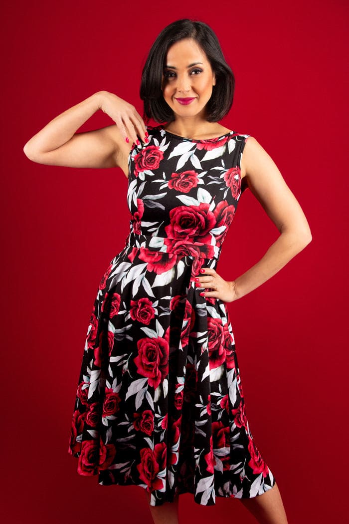 Hepburn Dress - Red Rose