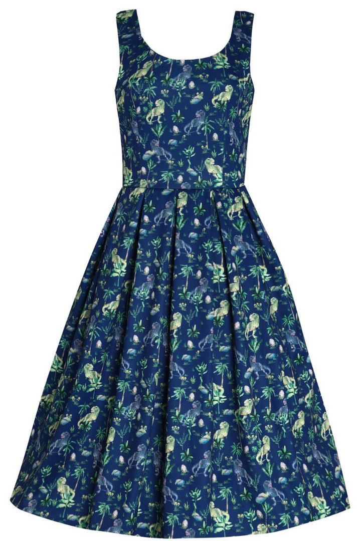 Amanda Dress: Navy Blue T-Rex