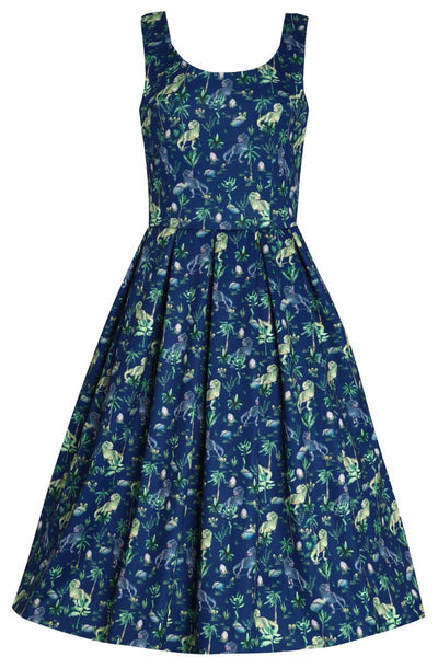 Amanda Dress: Navy Blue T-Rex