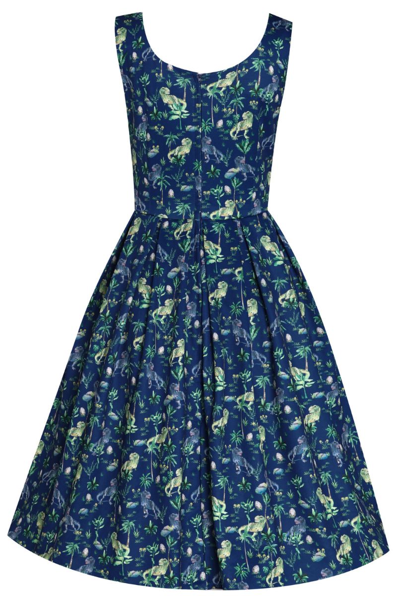 Amanda Dress: Navy Blue T-Rex