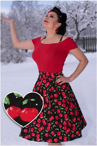 Carolyn Box Pleat Skirt: Retro cherry