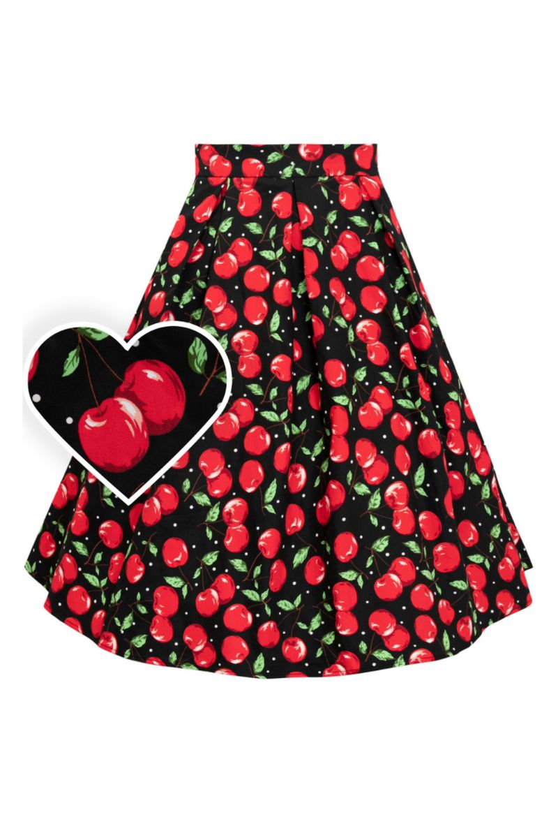 Carolyn Box Pleat Skirt: Retro cherry