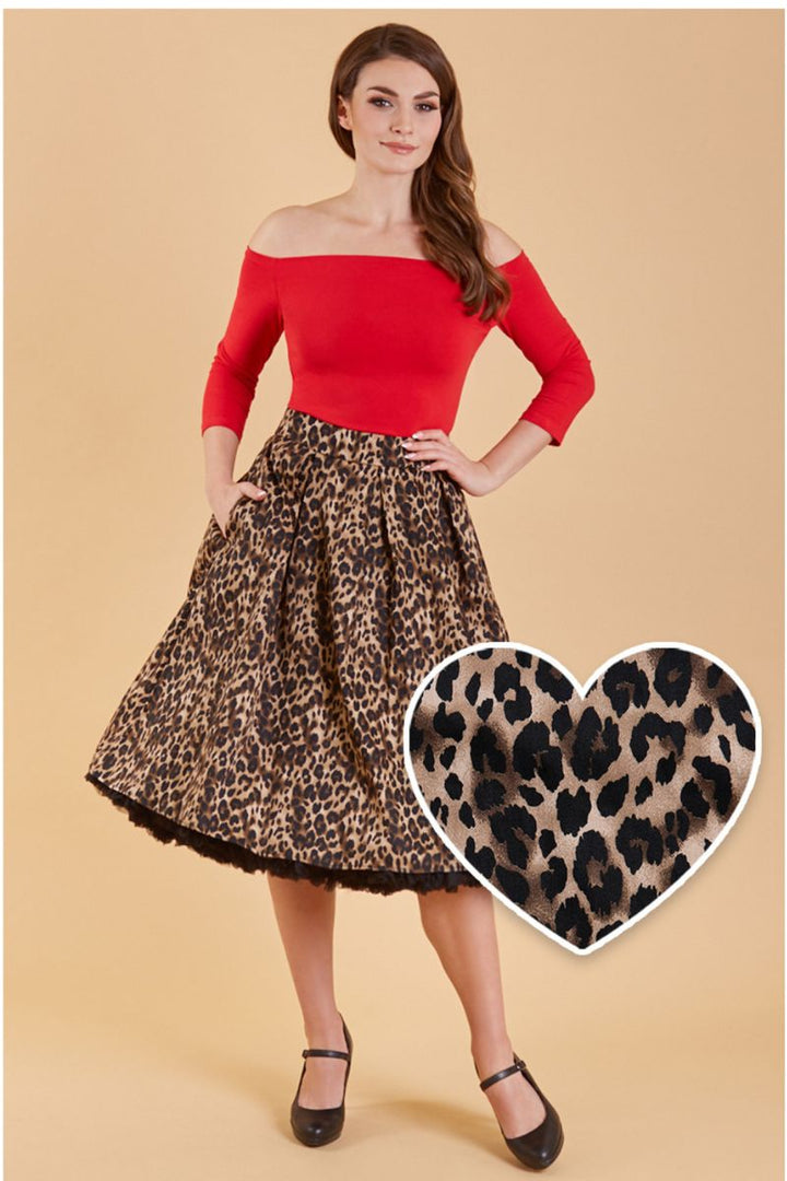 Carolyn Box Pleat Skirt: Leopard