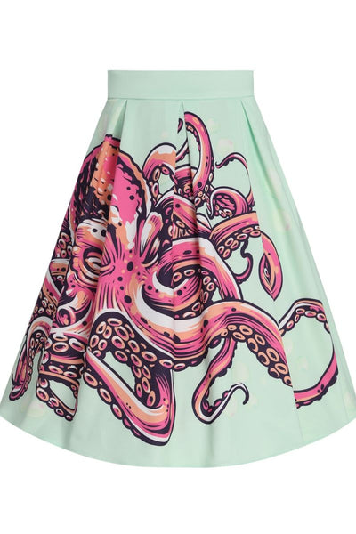 Carolyn Box Pleat Skirt: Octopus