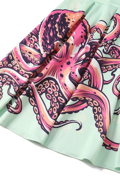 Carolyn Box Pleat Skirt: Octopus