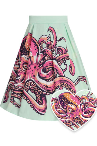 Carolyn Box Pleat Skirt: Octopus
