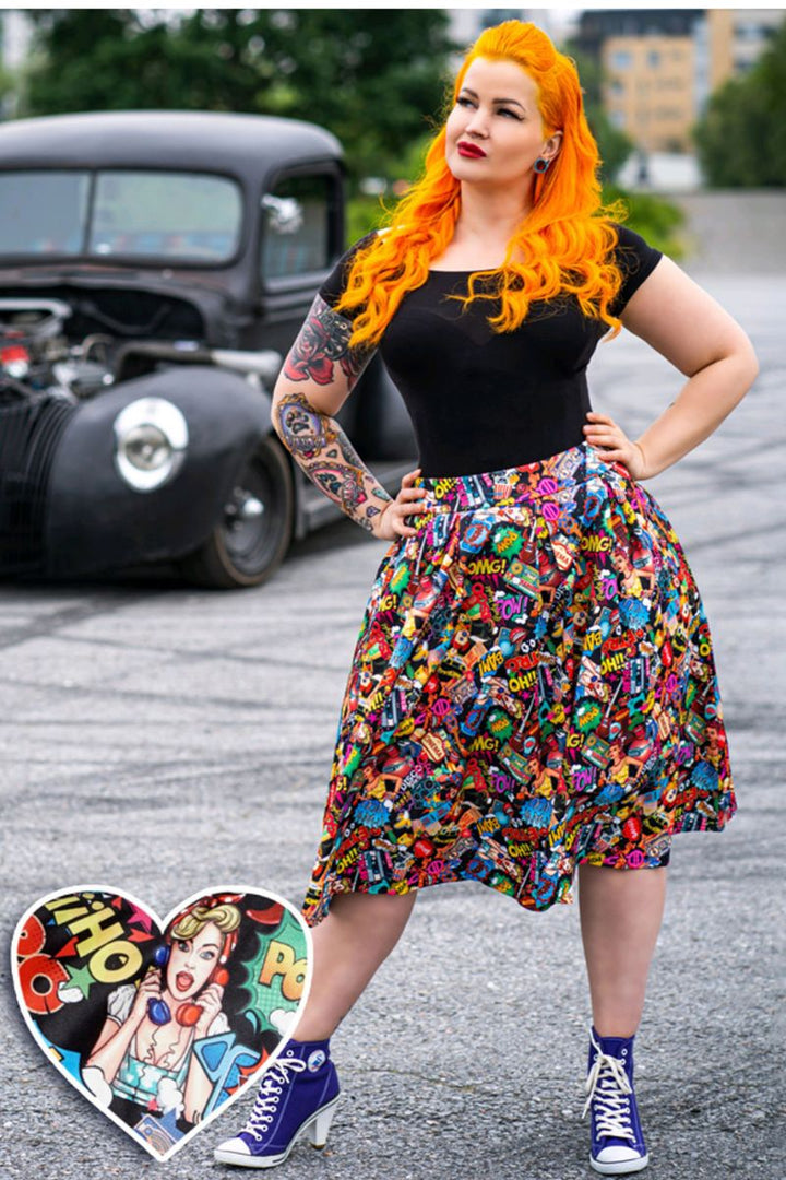 Carolyn Box Pleat Skirt: Pop Art