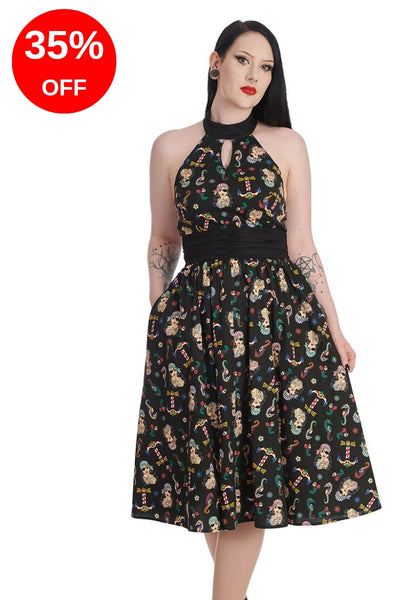 Anchor Pin Up Print Dress