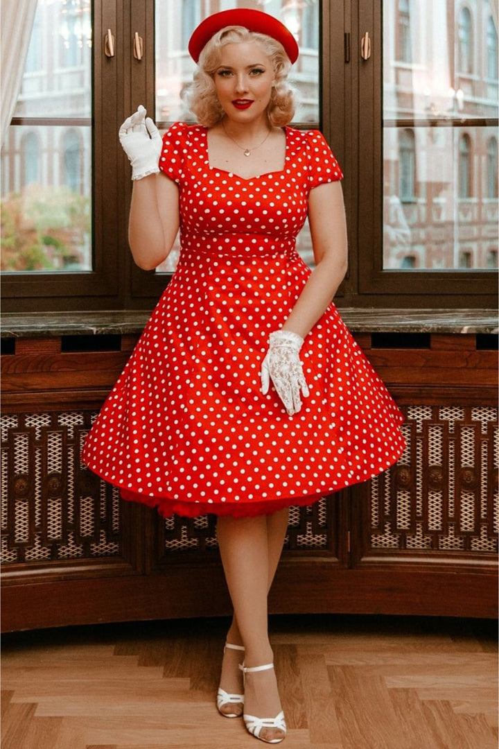 Claudia 50s style Polka Dot Dress: Red