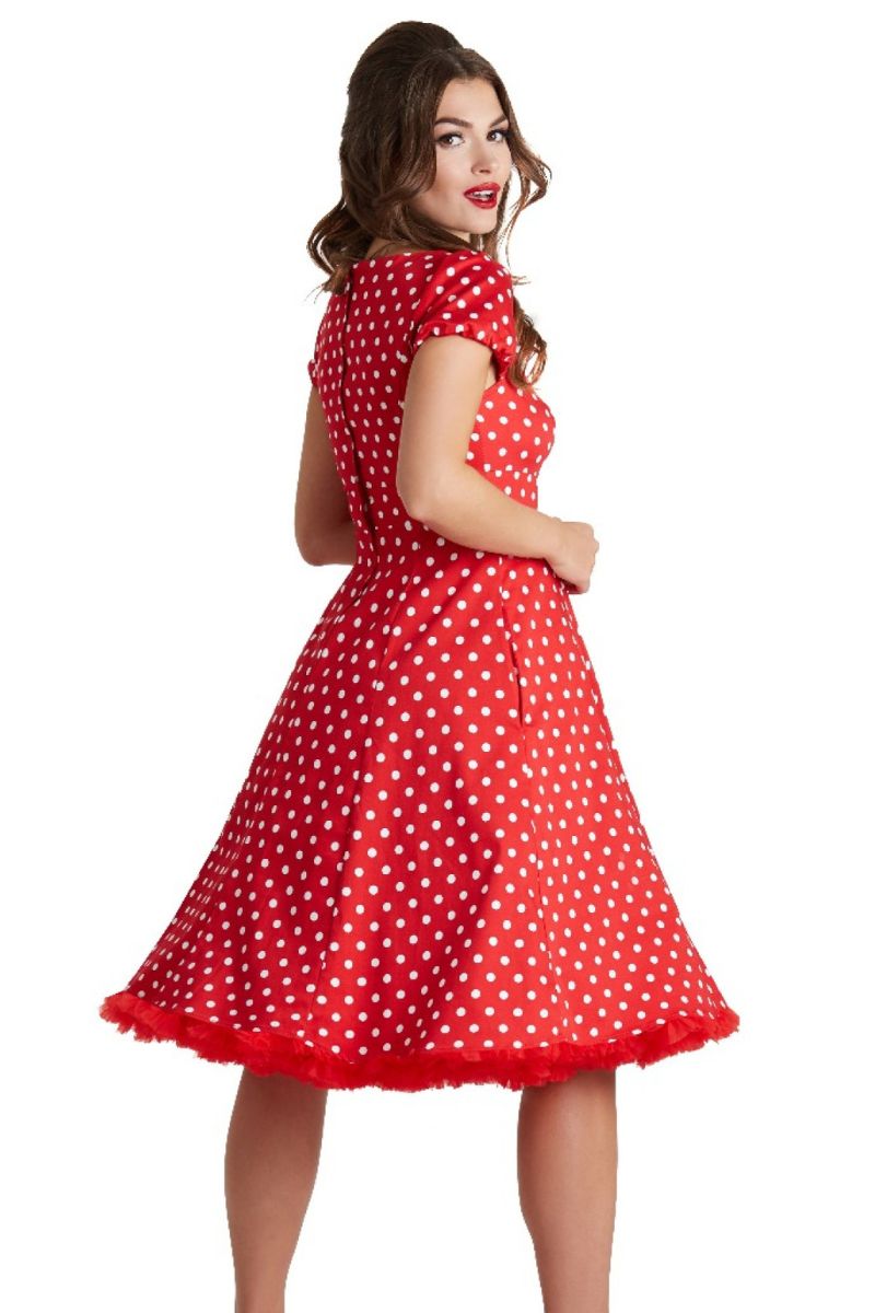 Claudia 50s style Polka Dot Dress: Red