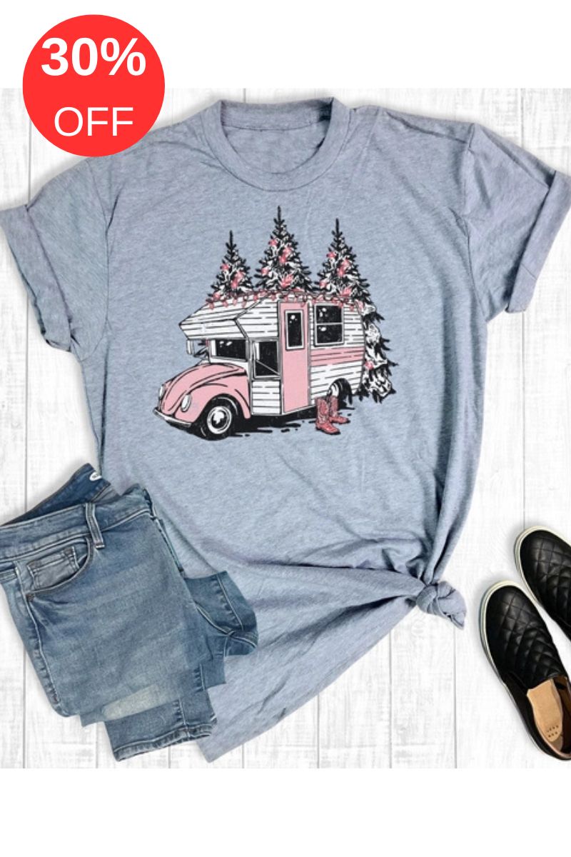 Western Christmas Camper Graphic Tee