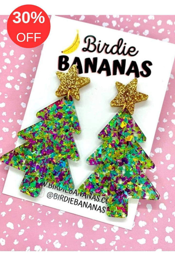 Christmas Tree Earrings Green