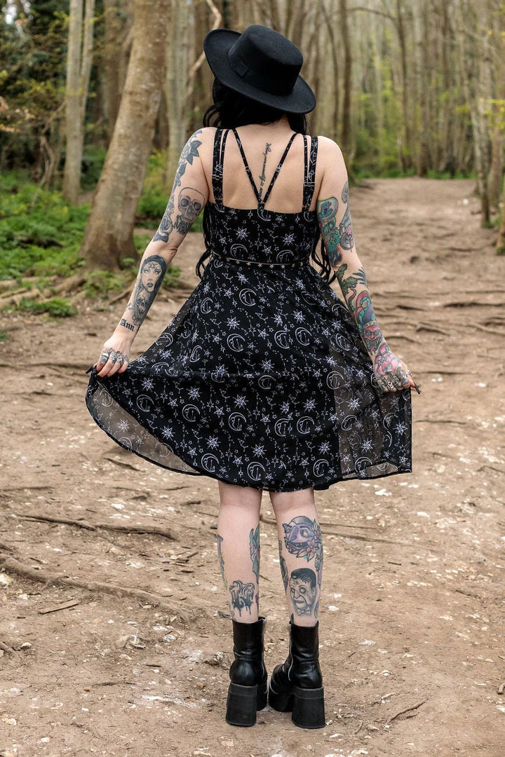 Crossover Midi Moonprint Neck Dress