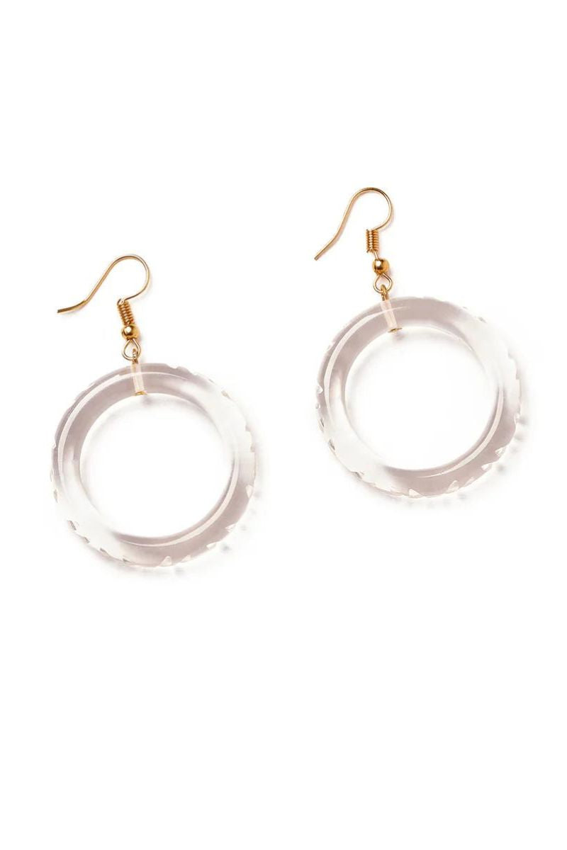 Crystal Heavy Carve Drop Hoop Earrings