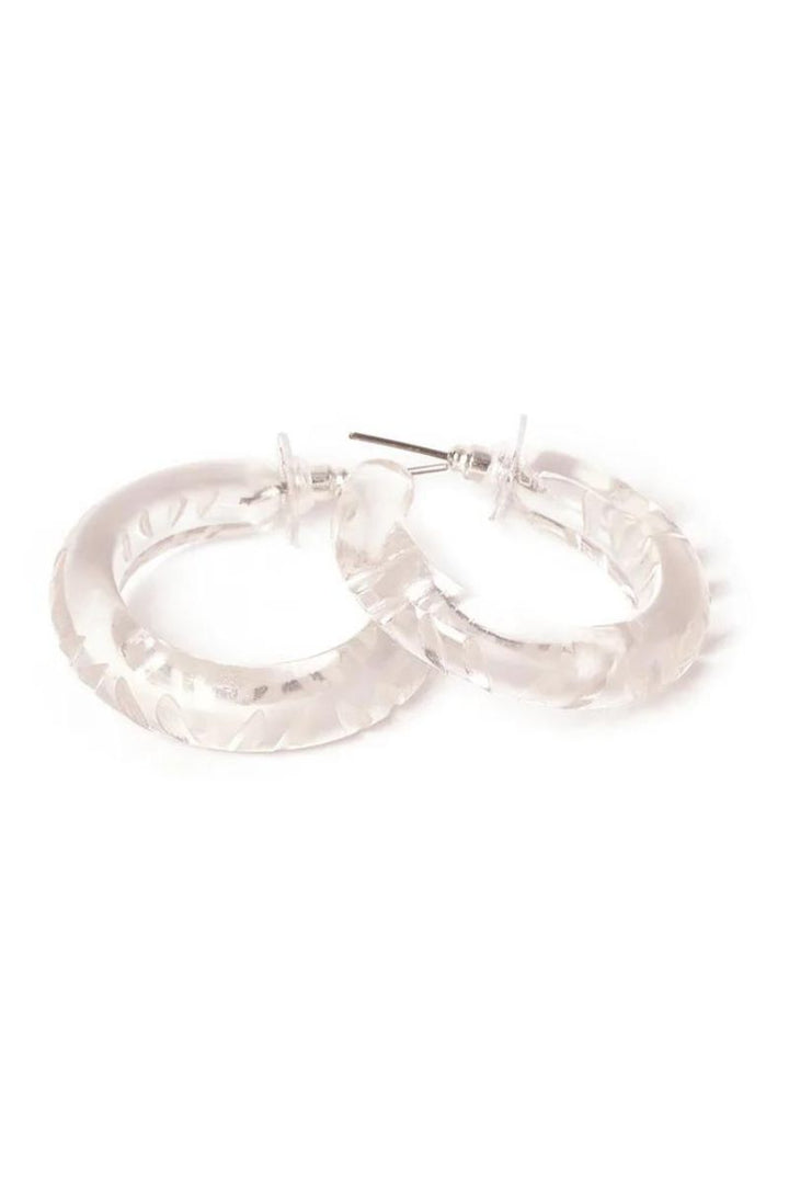 Crystal Heavy Carve Hoop Earrings