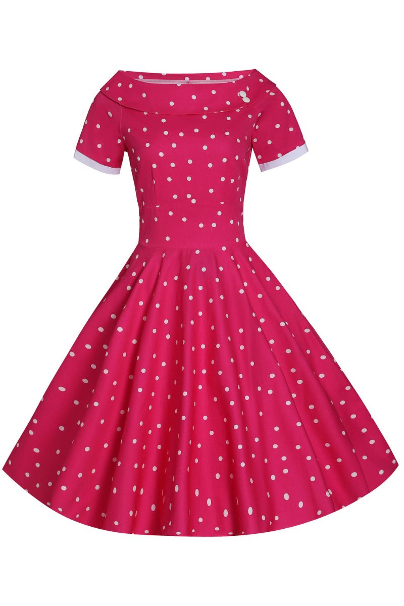 Darlene Pink Polka Dot Swing Dress