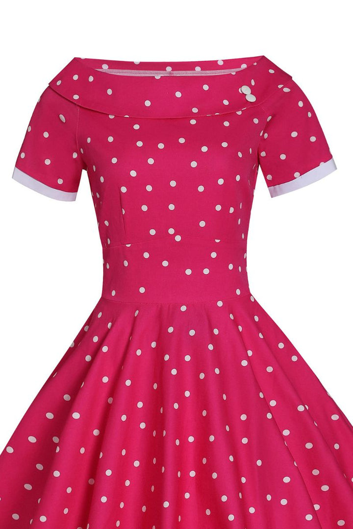 Darlene Pink Polka Dot Swing Dress