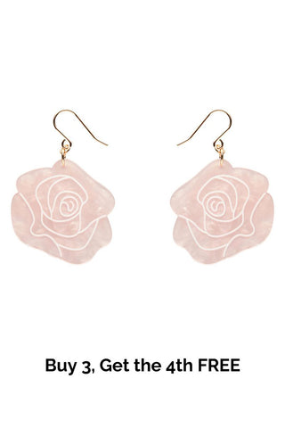 Eternal Rose Drop Earrings - Light Pink
