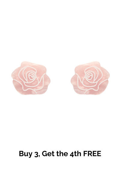 Eternal Rose Stud Earrings - Light Pink