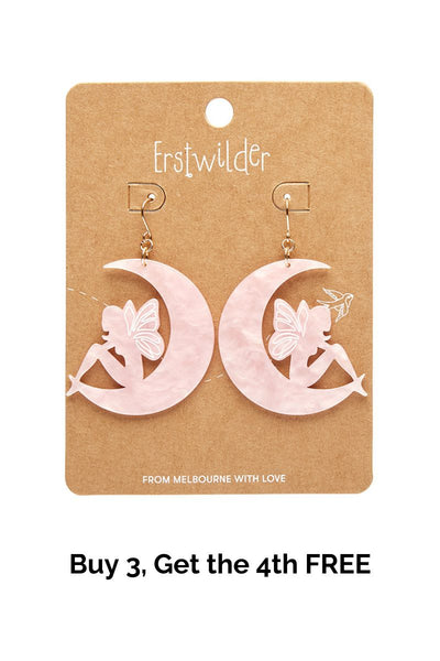 Fairy Moon Drop Earrings - Pink