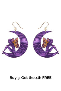Fairy Moon Drop Earrings - Purple
