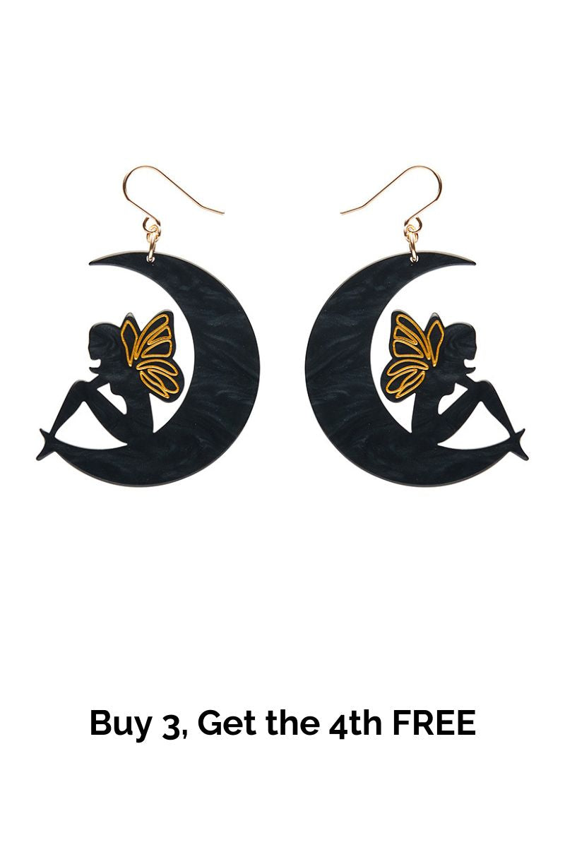 Fairy Moon Drop Essential Earrings - Black