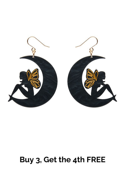 Fairy Moon Drop Essential Earrings - Black