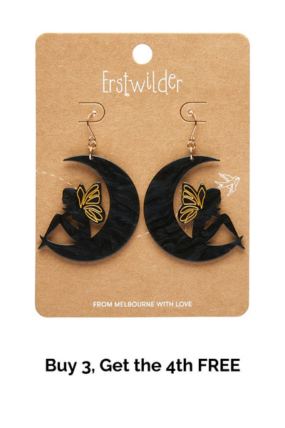 Fairy Moon Drop Essential Earrings - Black