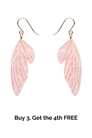 Fairy Wings Drop Earrings - Pink